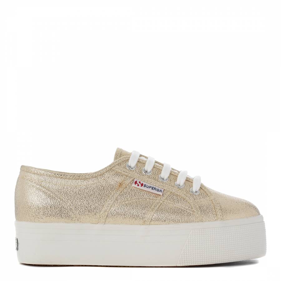 Gold Speckled Canvas Platform Trainers 