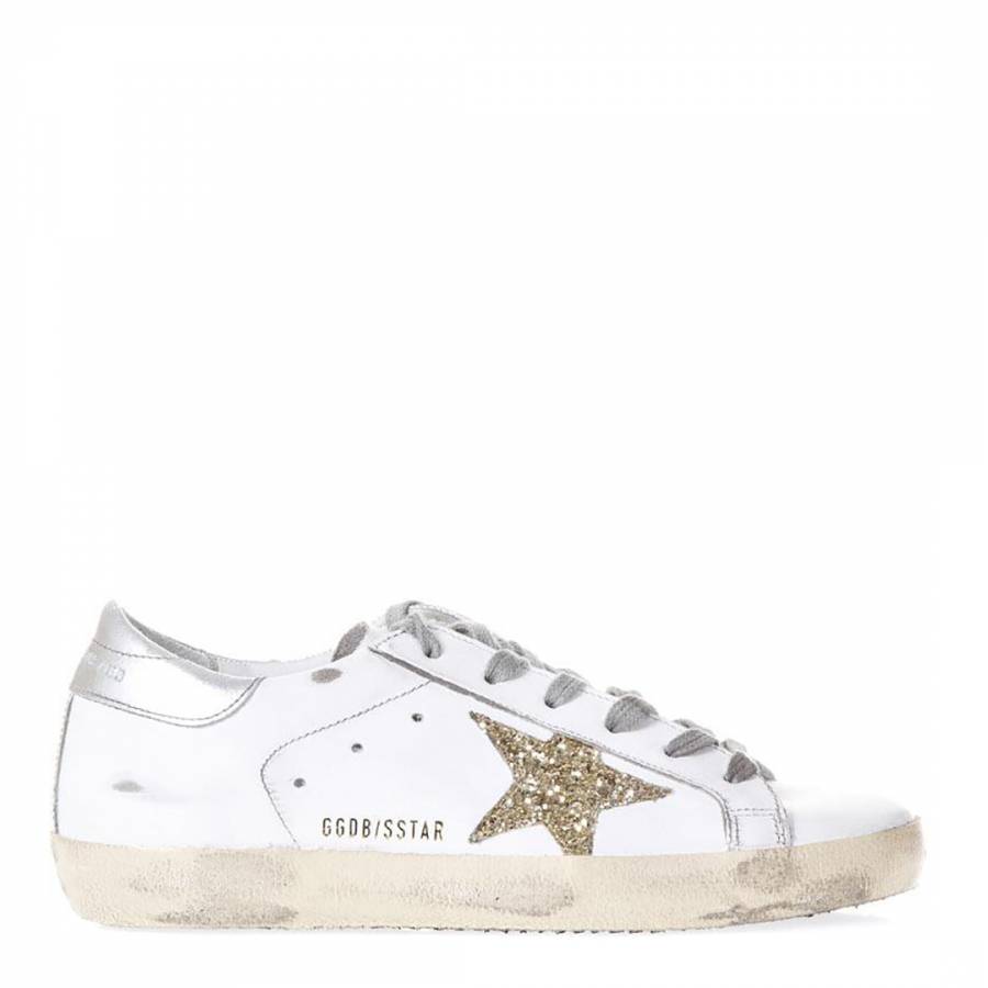 Women's White/Gold Leather Super Star Sneakers - BrandAlley