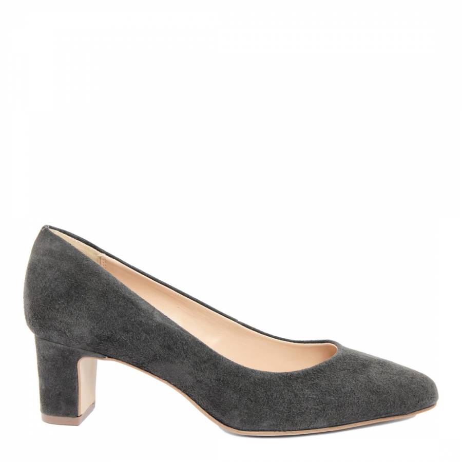 Dark Grey Suede Heeled Pump Shoes - BrandAlley