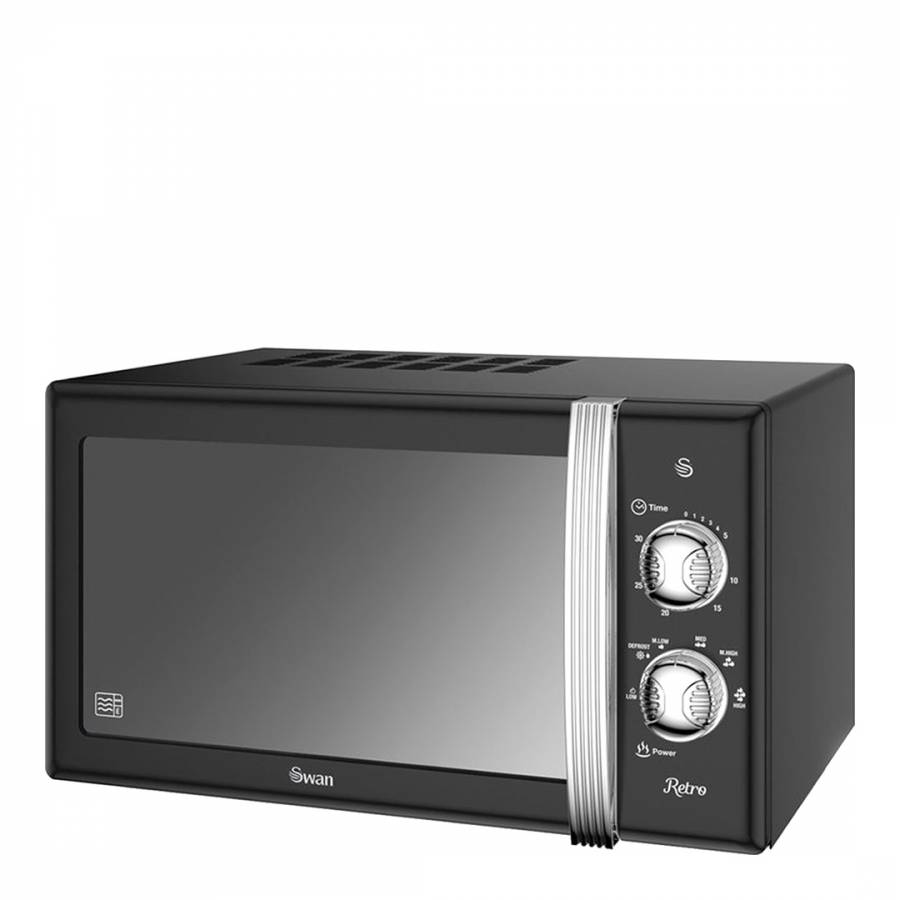 Black Retro Digital Microwave, 800W - BrandAlley