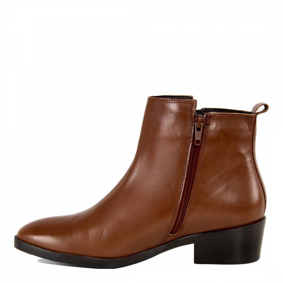 Womens Cognac Leather Lord Ankle Boots - BrandAlley