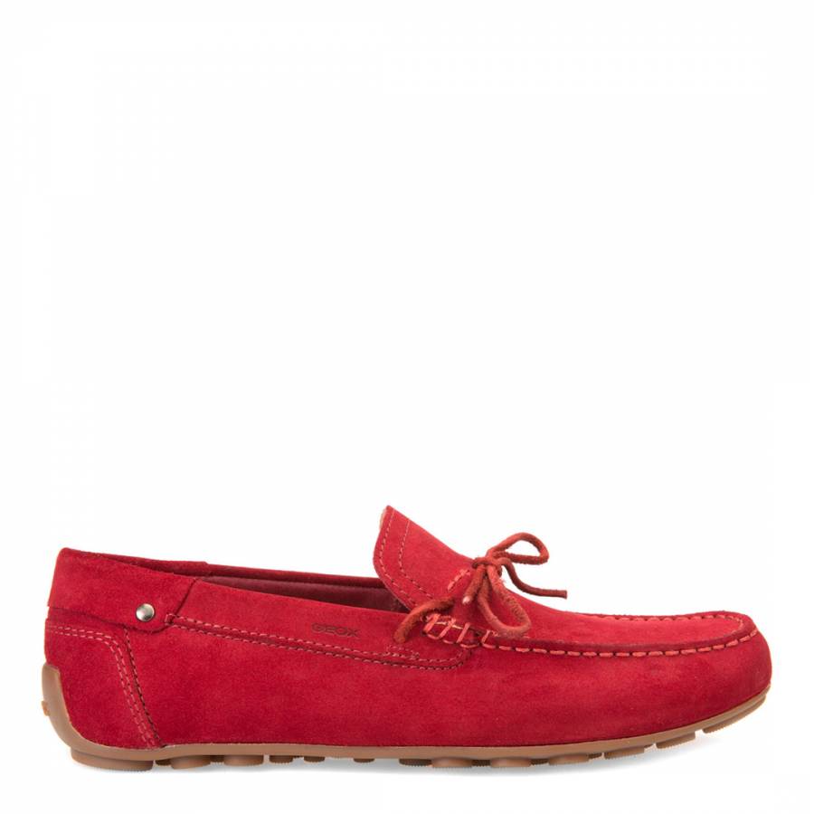 red suede moccasins