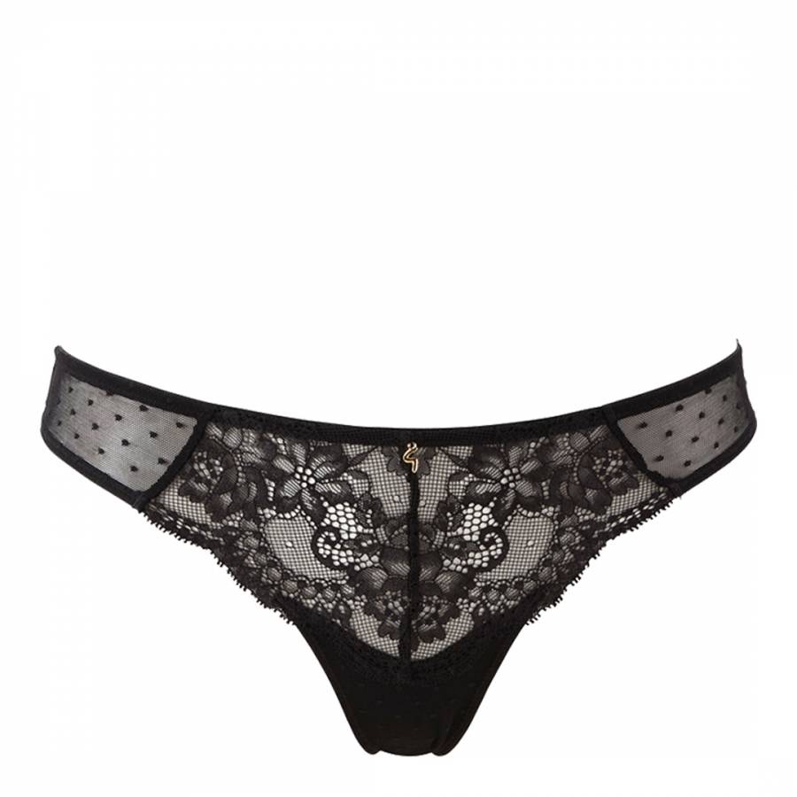 Black Everyday Lacey Thong - BrandAlley