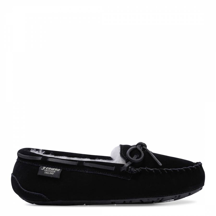 womens black moccasin slippers