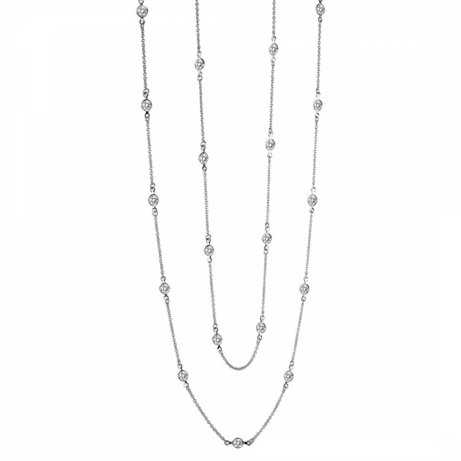 Silver Plated Station Zirconia Necklace - BrandAlley