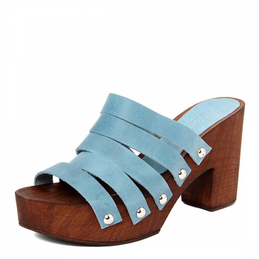 Blue Leather Strappy Mule - BrandAlley