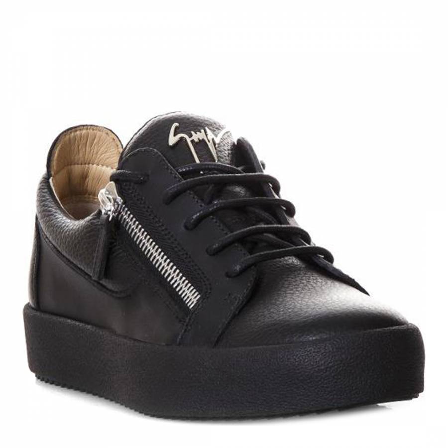Leather Zip Lace Up Trainers - BrandAlley