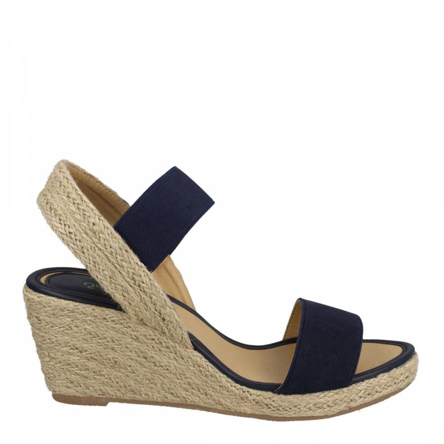 Navy Elastic Espadrille Wedges - BrandAlley