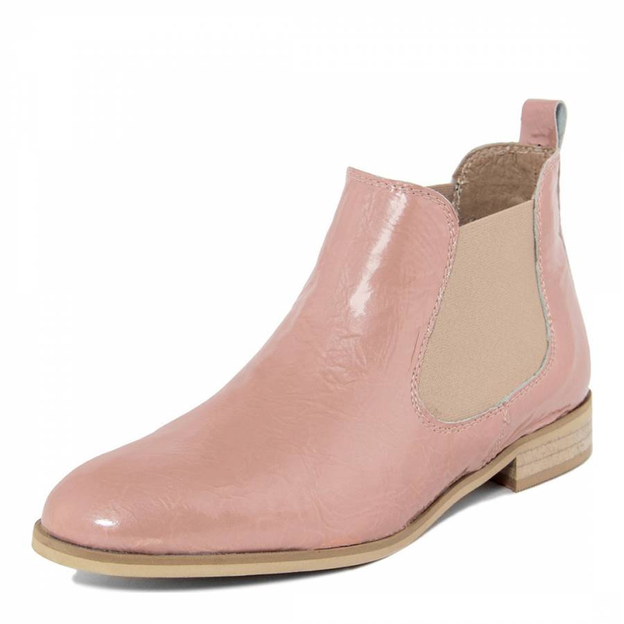Pale Pink Pearl Distressed Effect Leather Chelsea Boot - BrandAlley