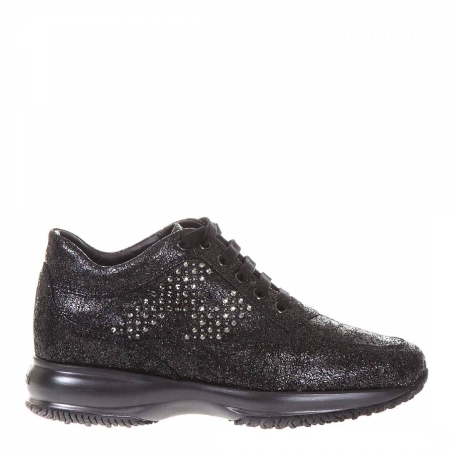 women's black embellished trainers