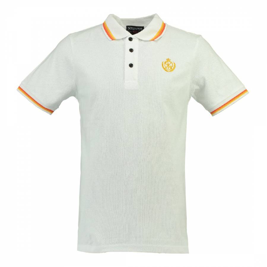 White/Orange Karaibe Cotton Polo Shirt - BrandAlley
