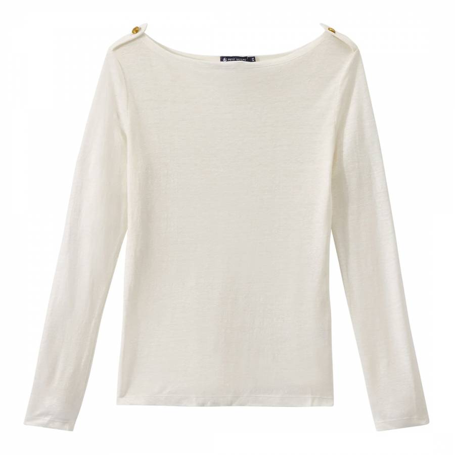 Off White Boat Neck Long Sleeve Top - BrandAlley