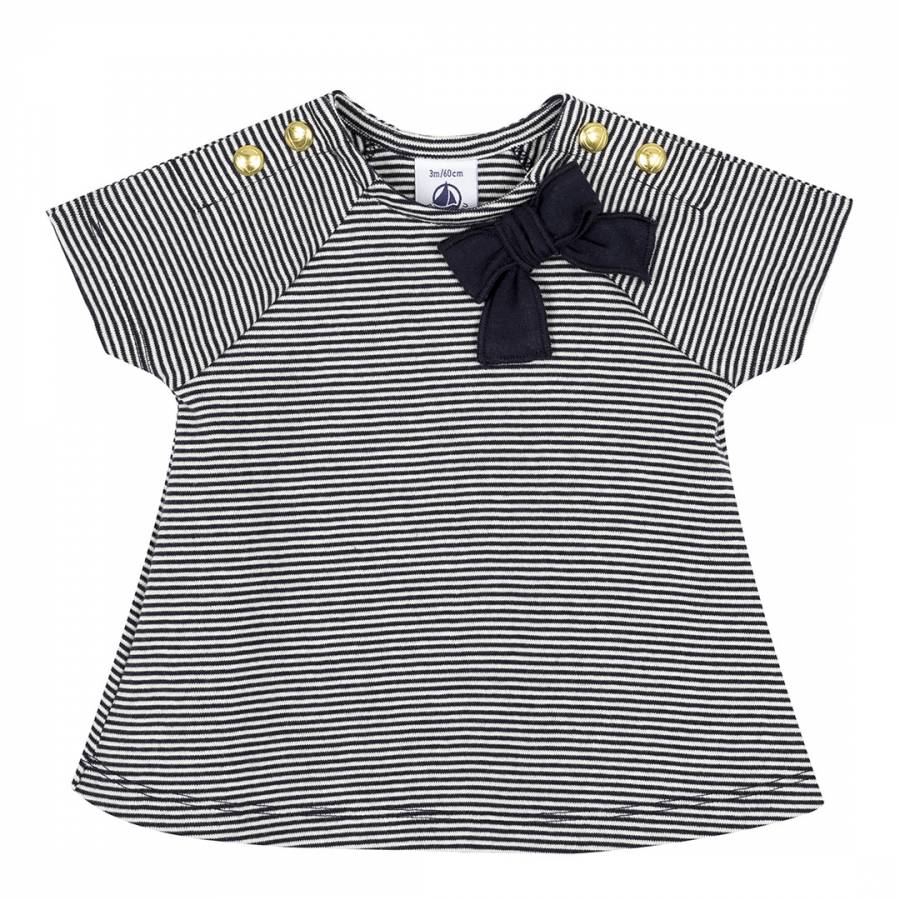 Baby Girl's Navy/Cream Striped T-Shirt - BrandAlley