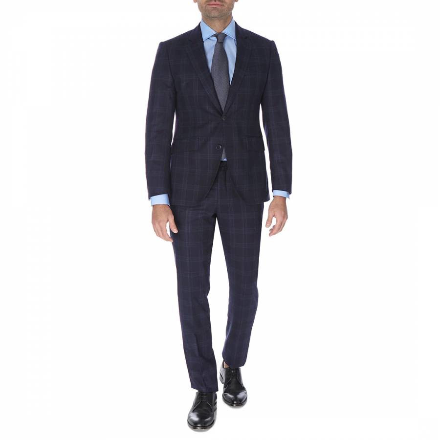 Navy Textured Wool Suit - BrandAlley