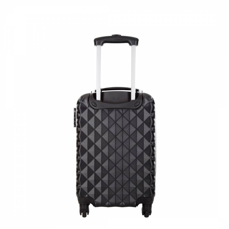 Black 4 Wheel Rigid Heart Cabin Suitcase 46 cm - BrandAlley