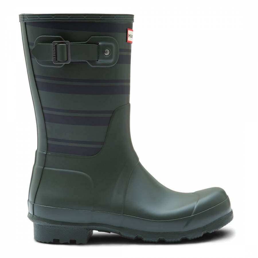 Men's Green Garden Stripe Short Wellington Boots - BrandAlley