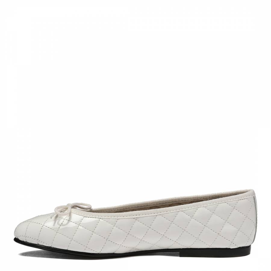 White Patent Quilted Simple Flats - BrandAlley