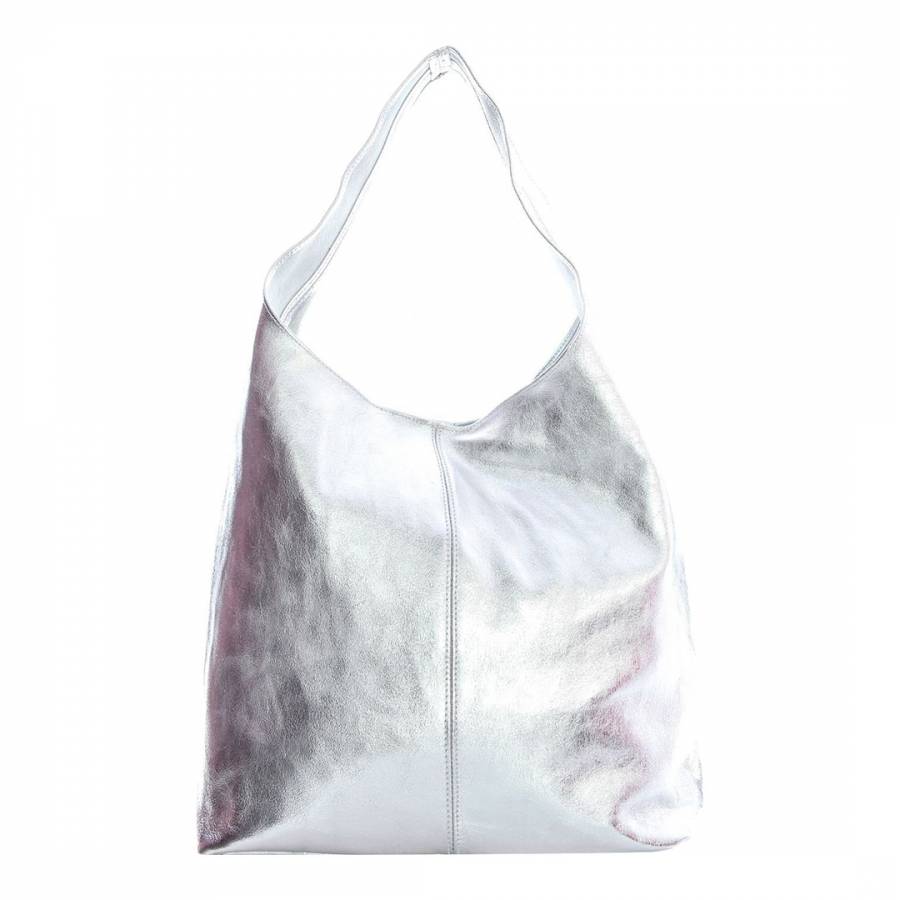 Silver Leather Hobo Bag - BrandAlley