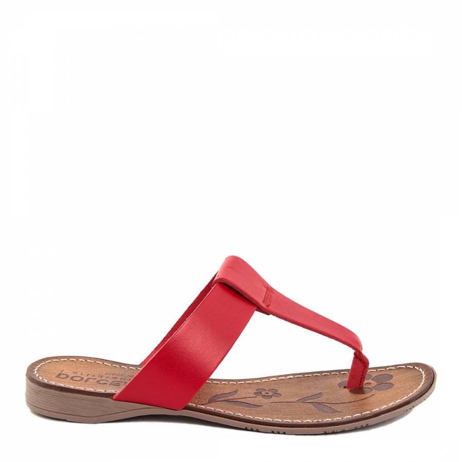 Red Leather Toe Thong Sandals - BrandAlley