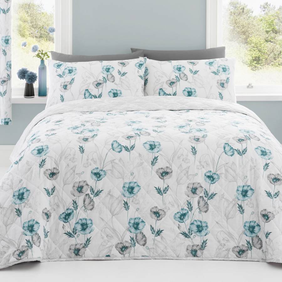 Fliss Quilted Bedspread, Duck Egg - BrandAlley