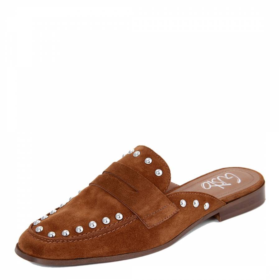 Brown Suede Studded Mule Loafer - BrandAlley
