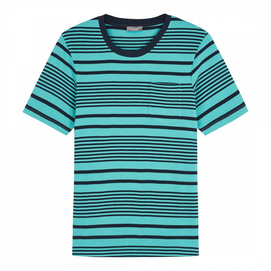 Blue/Black Stripe Cotton T-Shirt - BrandAlley