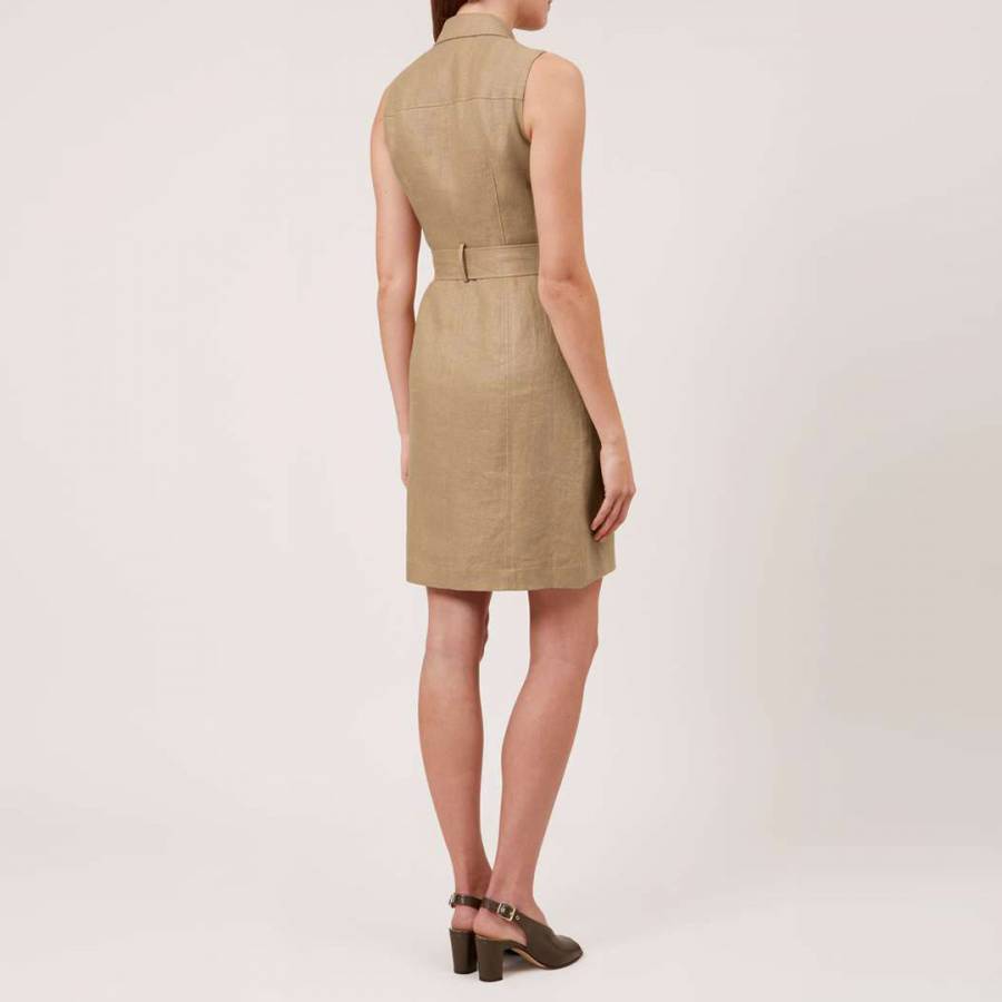 Tan Linen Becca Safari Dress - BrandAlley