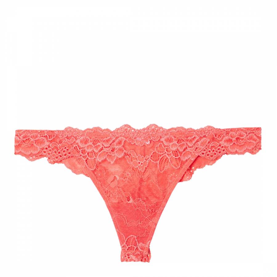 Calypso Coral My Fit Lace Thong Brief - BrandAlley