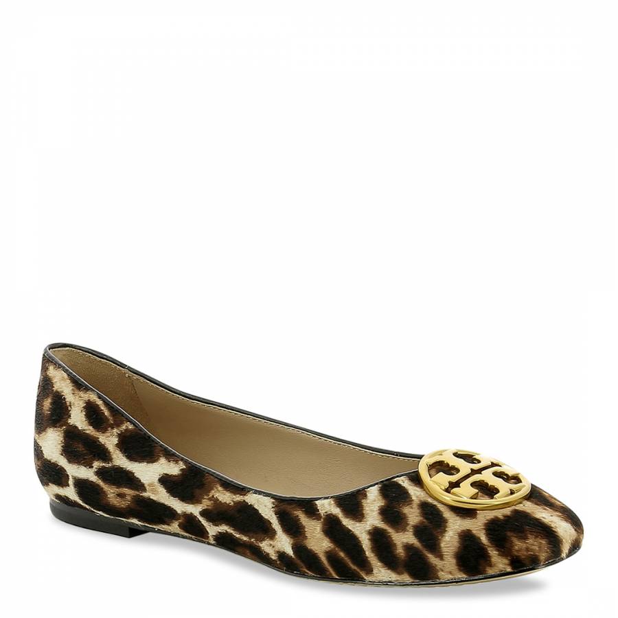 Leopard Print Leather Ballerina Pumps - BrandAlley
