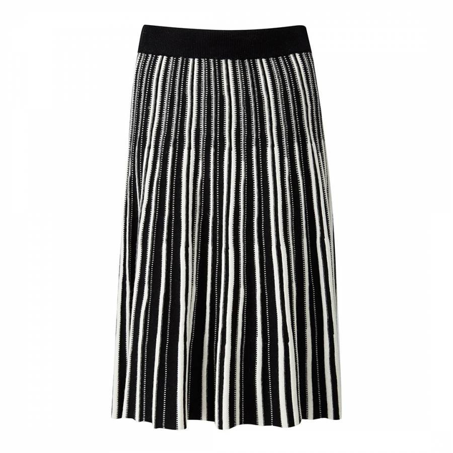 Black/White Pleated Knitted Skirt - BrandAlley