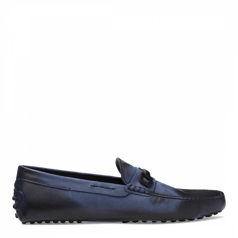 Men's Blue Baltic Leather Marco Clamp Loafers - BrandAlley