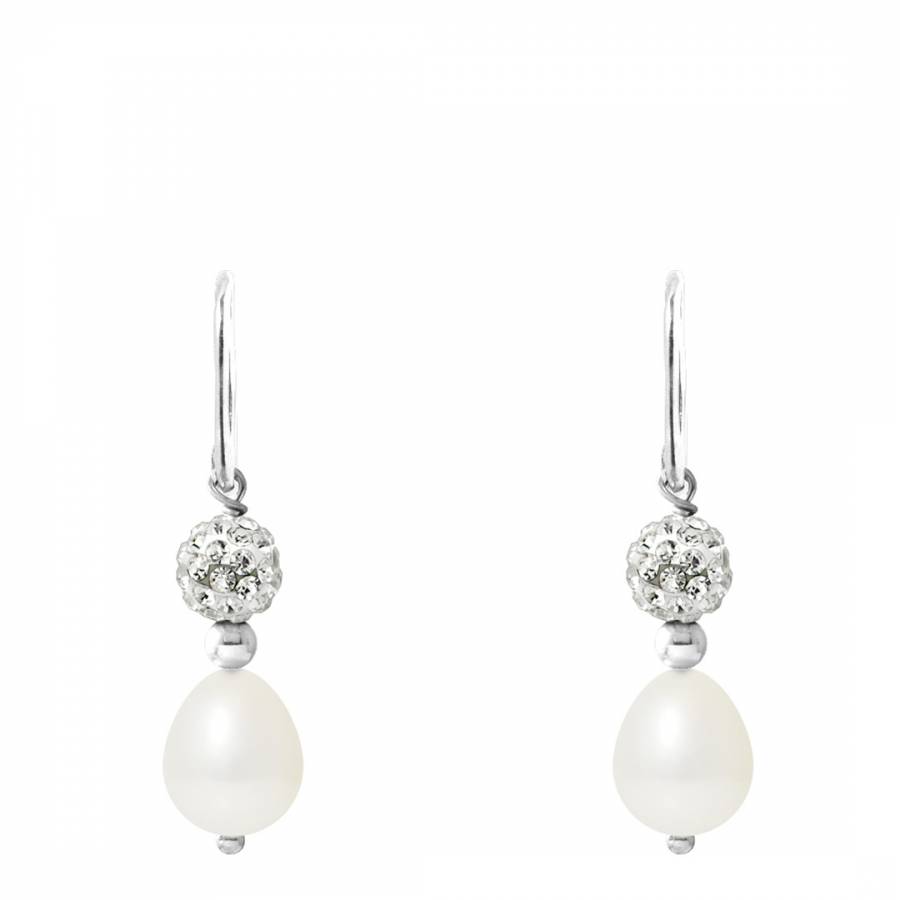 White Pearl And Crystal Earrings - BrandAlley