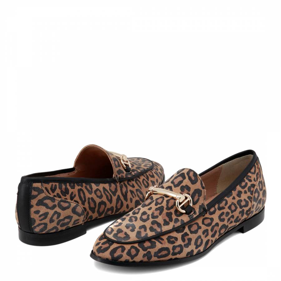 Leopard Print Suede Horsebit Loafers - BrandAlley