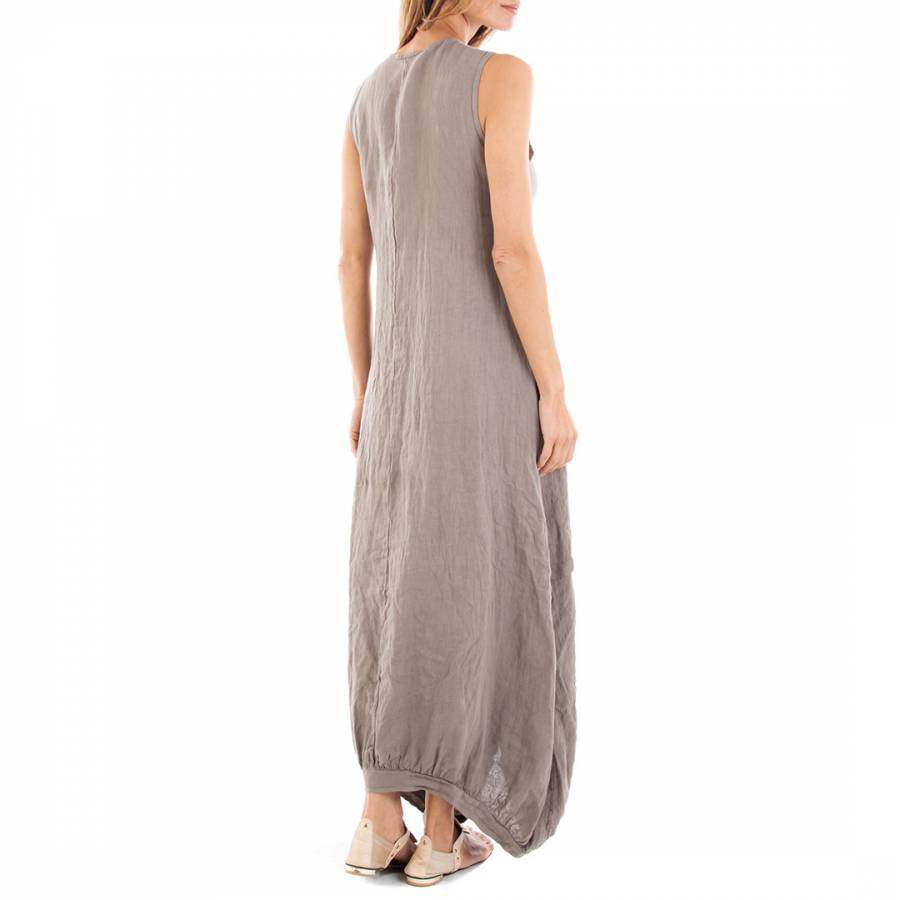 Taupe Tiered Maxi Linen Dress - BrandAlley