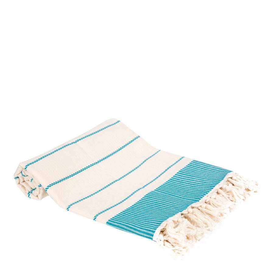 Pinstripe Hammam Towel, Turquoise - BrandAlley