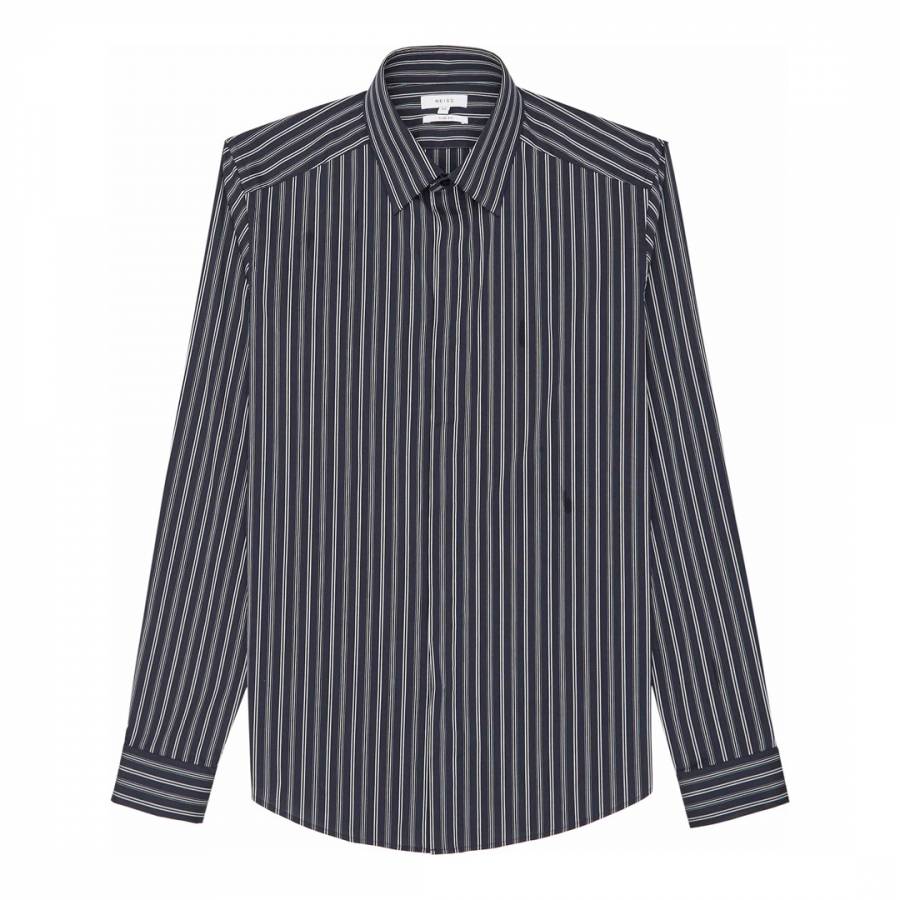 Navy Kylo Stripe Slim Shirt - BrandAlley