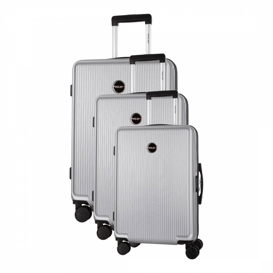 Silver Armada Set of Three 8 Wheeled Suitcases 50/60/70 cm - BrandAlley