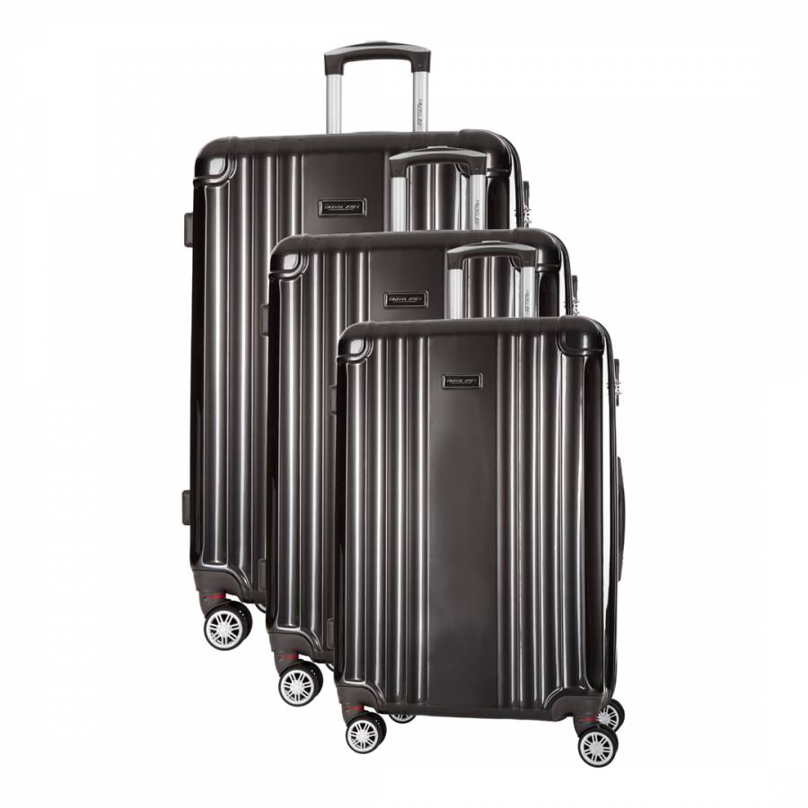 Grey Comilla Set Of Three 8 Wheeled Suitcases 46/56/66 cm - BrandAlley