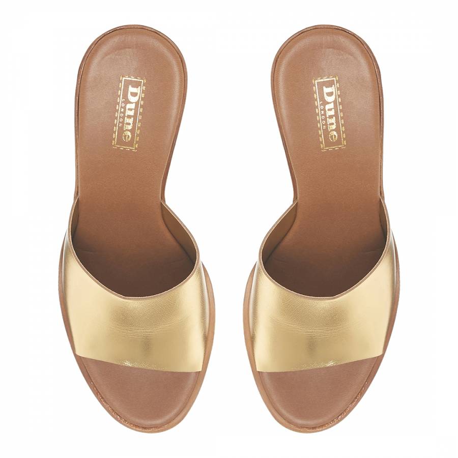 Gold Leather Kimia Wedge Sandals - BrandAlley