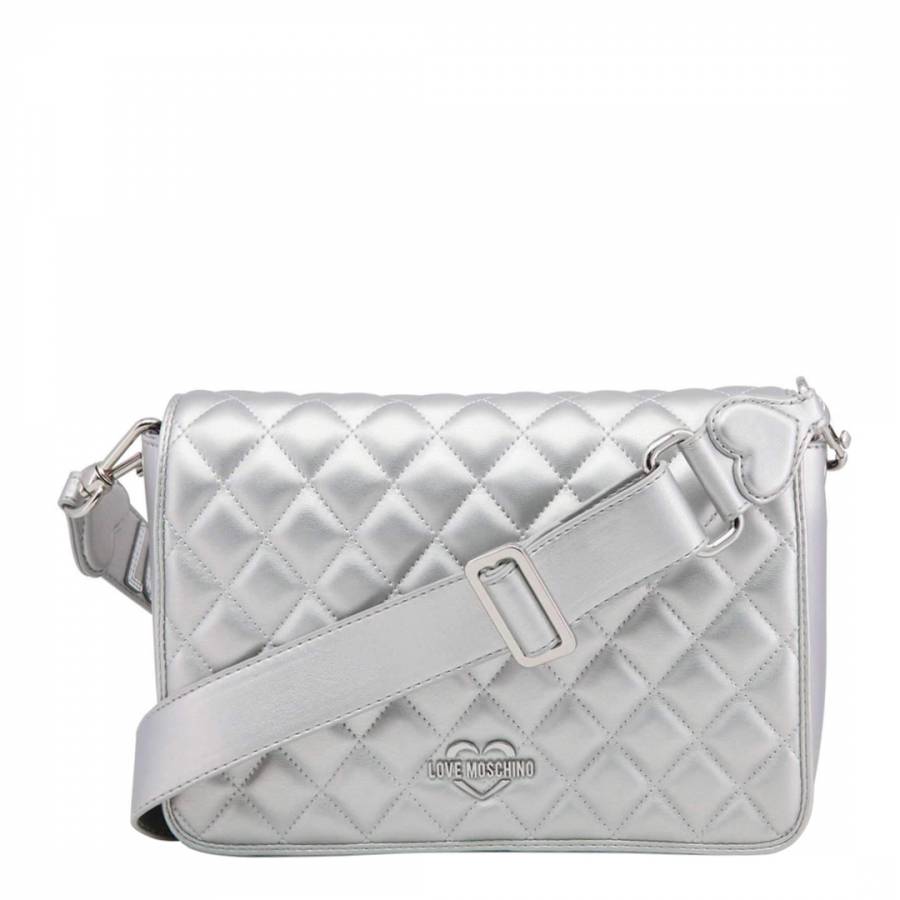 Silver Quilted Crossbody Bag - BrandAlley