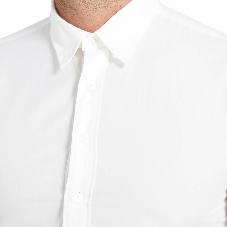 White Overhead Grandad Charlwood Cotton Shirt - BrandAlley