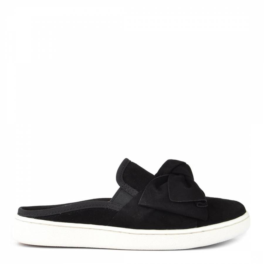Black Suede Luci Bow Open Back Shoes 