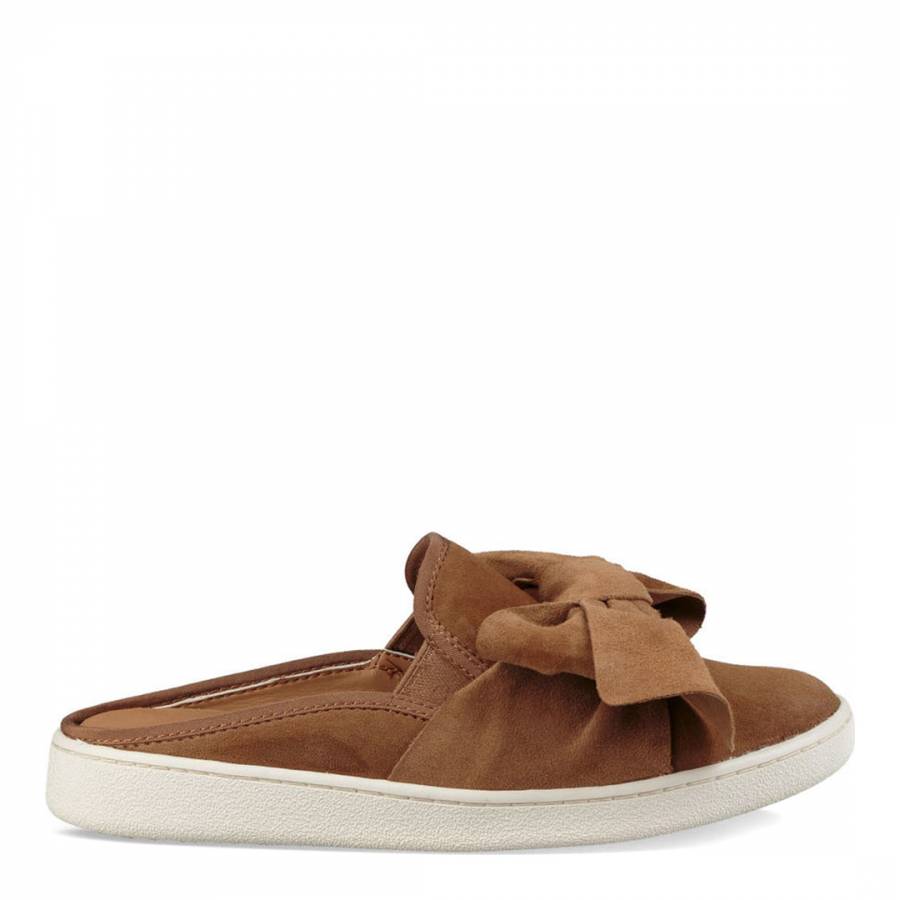 Chestnut Suede Luci Bow Slip Ons - BrandAlley