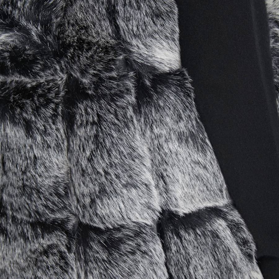 Black Faux Fur Silk Blend Long Gilet - BrandAlley