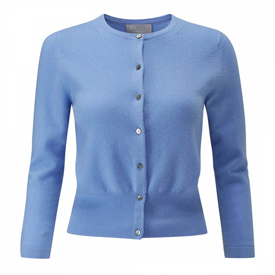 Sky Blue Cashmere Cropped Cardigan - BrandAlley