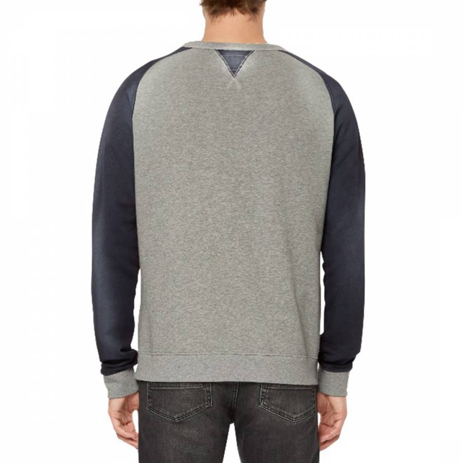 Grey/Deep Blue Contrast Sleeve Boyville Sweater - BrandAlley