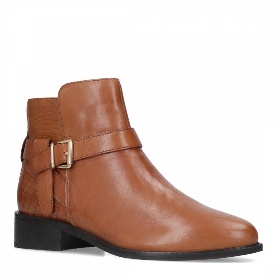 Tan Leather Twist Ankle Boots - BrandAlley