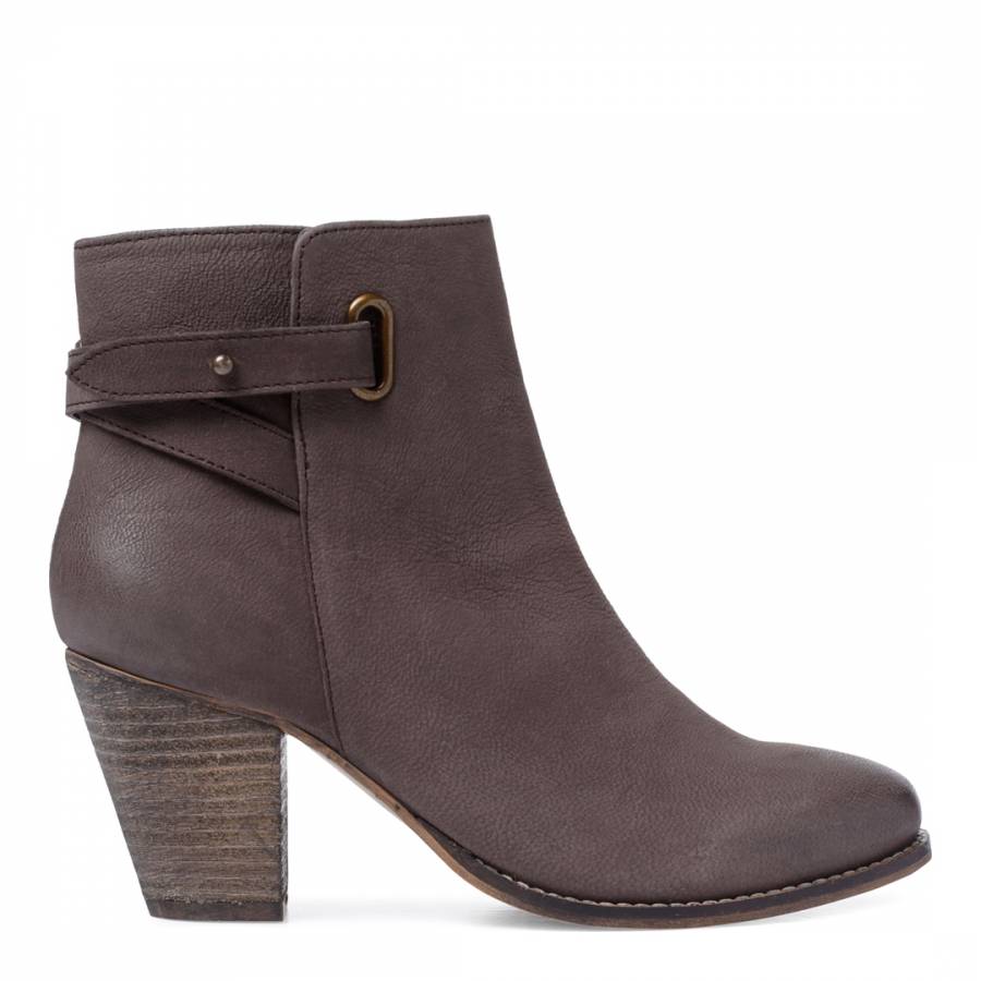 Taupe Leather Smart Ankle Boots 