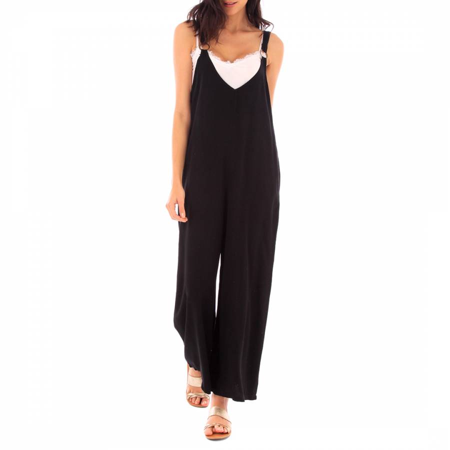 Black Cotton Sleeveless Jumpsuit - BrandAlley