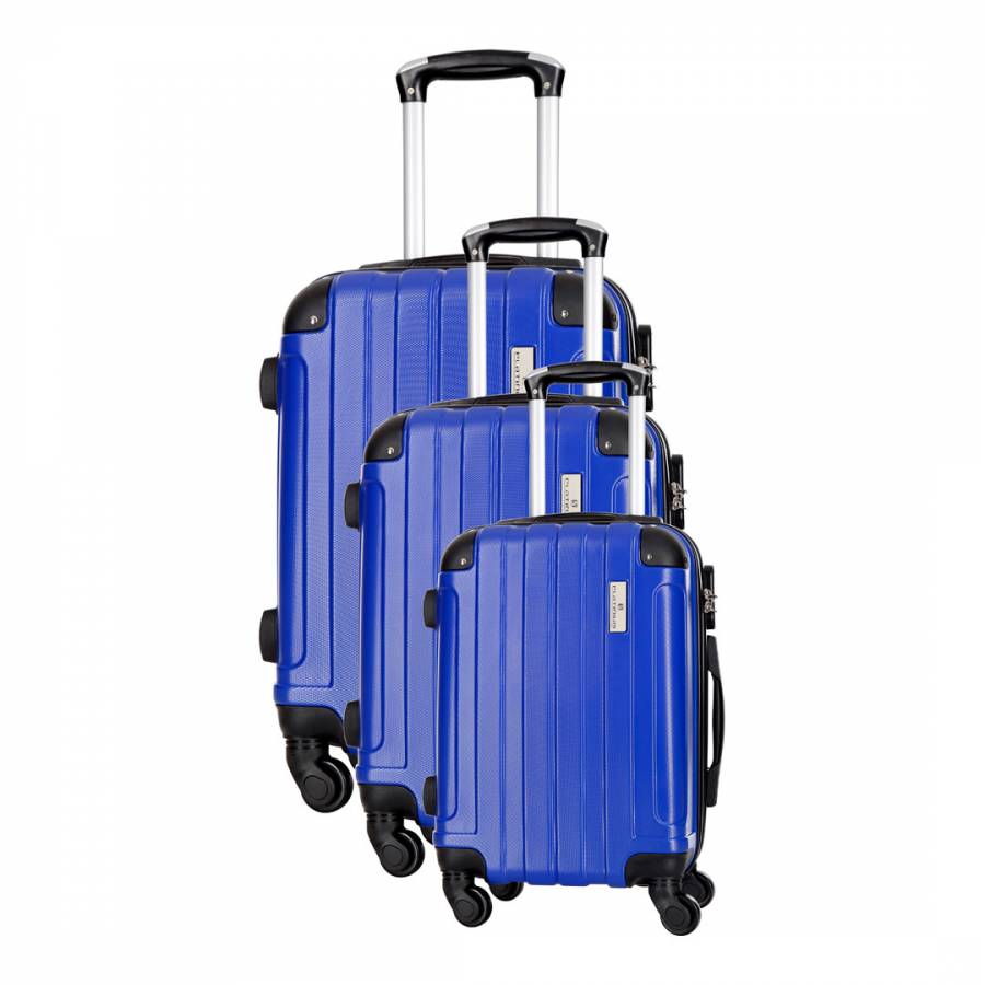 Blue Delos Set of Three 4 Wheeled Suitcases S/M/L - BrandAlley
